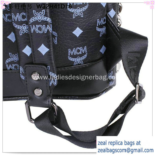 High Quality Replica MCM Medium Stark Front Studs Backpack MC4237 Dark Blue - Click Image to Close